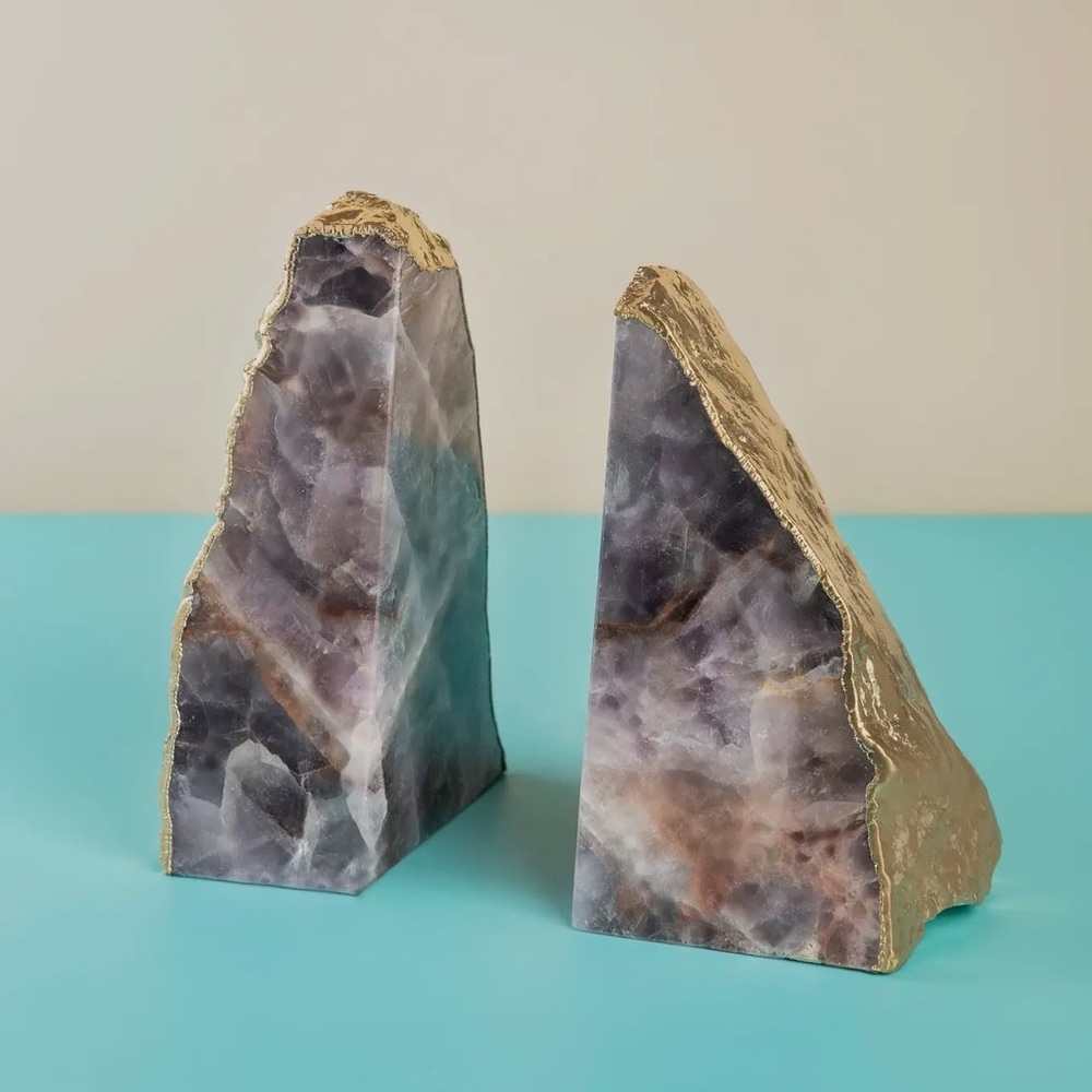 Gold Edge Amethyst Bookends
